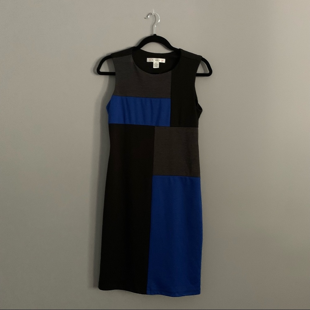 AA Studio Size 8 Blue and Black Bodycon Dress